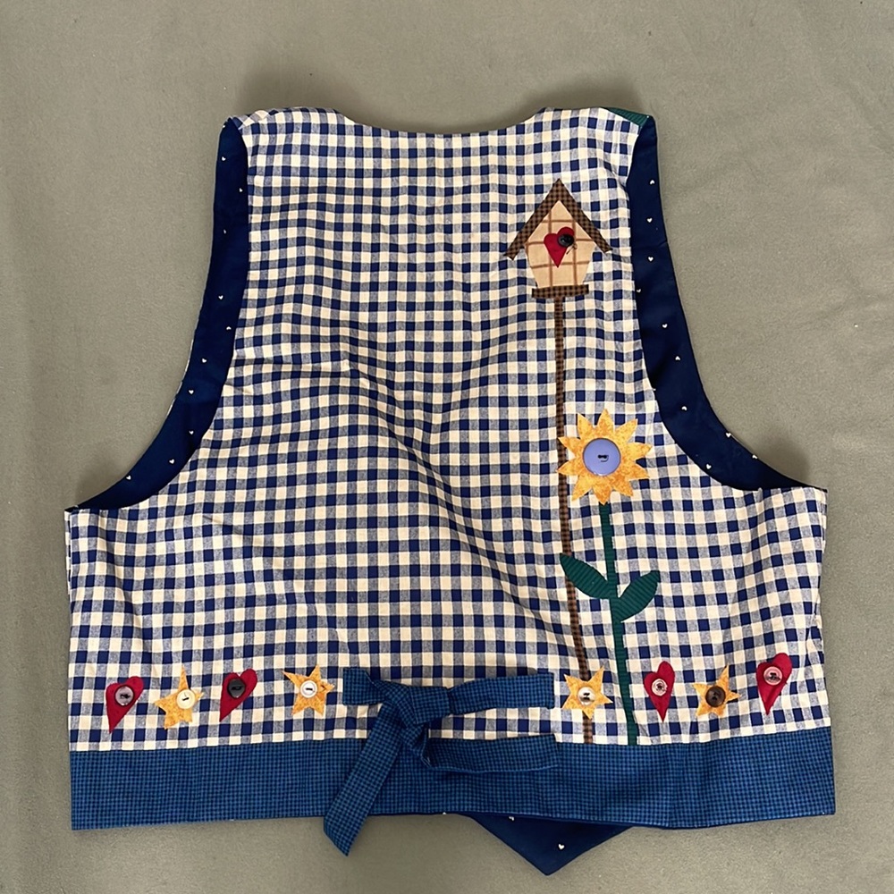 Colorful Patchwork Reversible Vest with Sunflower… - image 10
